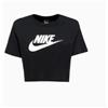 Nike W Nsw Tee Essntl Cropped Icn Ftra Blk/Wht T-Shirt M/M Nera Donna