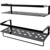 Uten 2 Pezzi Mensole da Muro Metallo, 40CM Lungo Mensole da Parete con Portasciugamani, Design Moderne, Per Cameretta Cucina Salotto Bagno, Nero