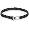 Paulo Fanello Bracciale da uomo in pelle 925 argento 20 cm - 0201542616_20, 20 cm, Sfaccettatura, Senza pietre.