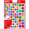 APLI Kids 13529 - Sacchetti gommati, multicolore, rotondi, colori metallizzati, 6 fogli - Confezione da 624 gomets