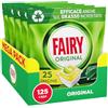 Fairy Original Pastiglie Lavastoviglie, Detersivo Lavatoviglie al Limone, 125 Lavaggi, 5x25 Capsule Lavastoviglie, Azione Pulente al Primo Lavaggio, Efficace sul Grasso Incrostato con Azione Brillante
