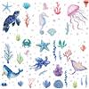 CRASPIRE Adesivi Murali Animali Marini PVC Decalcomanie Autoadesive Impermeabili Tartarughe Cavallucci Marini Conchiglie Meduse Rettangolo 8 Foglio 8 Stili Rimovibili per Finestra Scala Decorazione