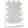 Flamingueo Specchio Trucco con Luci - 12 LED - 3 Modi di Luce - Intensità Regolabile - Controllo Tattile - Posizione Regolabile - Specchio Ingranditore Incluso - Vanity Mirror - Bianco - 36x47,5x7,5cm