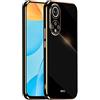 DOINK Custodia per Huawei Honor 50 5G | Huawei Nova 9, Cover per Telefono in Silicone TPU Colorata e Lucida con Design Bordo Dorato - Nero