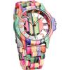 Tiong Orologio da polso analogico al quarzo da uomo realizzato a mano in legno di bambù colorato, Wq1238 colorato, Retrò
