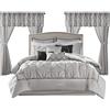 Madison Park Essentials, biancheria da letto per tutte le stagioni, tende coordinate, cuscini decorativi, in finta seta, grigio, regina