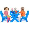 COSTWAY Set Tavolino e Sedie per Bambini in Plastica, Tavolino Bambini con 2 Sedie Adirondack, per Cameretta, Soggiorno e Esterno, per Bambini da 3 a 6 Anni (Blu)