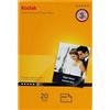 Kodak 5740-087 Ultra Premium Photo Paper, Carta Fotografica Gloss, A6, 100x150 mm, 280 g/m², 20 Fogli, Bianca