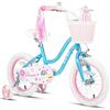 Glerc Bicicletta per bambini 16 pollici per 4 5 6 7 anni bicicletta bambina con cestino, stelle filanti, ruote di supporto e campana, blu