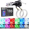 Qasim 1 paio da LED COB Fari Angel Eyes RGB Halo Rings per Auto da Moto DRL Spia Faro con Coperchio Controllo dell'APP mobile Bluetooth 12V DC 90MM 90SMD