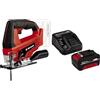 Einhell 4321209 Sega a Batteria + Power-X-Change Starter Kit, Caricabatteria e Batteria da 4000 mAh Li-Ion, Nero, Rosso