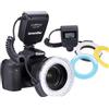 GiordanoIn GIn - Faretto Flash Illuminatore a LED a Potenza Variabile Per Fotografia Macro e Video Riprese Numero Guida GN15 Completo Di Filtri Per Regolazione Temperatura Di Colore e Anelli Adattatori Per Obiettivi Con Diametro Da 49mm, 52mm, 55mm, …