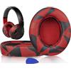 SoloWIT® Cuscinetti Auricolari Di Ricambio per Beats Studio 2 e Studio 3 Wired/Wireless Cuffia con morbida pelle proteina/memory foam/nastro adesivo forte - Rosso Tempesta