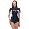 SEAC RAA Short Evo, Maglia Protettiva Rash Guard per Snorkeling e Nuoto Anti UV Donna, Blu/Fucsia, L
