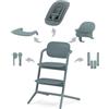 CYBEX Gold LEMO Seggiolone 4-in-1, 0 - 99 Anni, Dalla Nascita, Include Sdraietta, Sedile per Bambini, Vassoio, Riduttore per Neonati, Poggiatesta e Adattatore, Alluminio/Plastica, Stone Blue (Blu)
