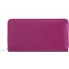 DUDU Portafoglio donna grande RFID di vera pelle colorato zip around Fucsia