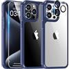 TAURI Cover iPhone 15 Pro Max, [5 in 1] 1 Custodia [Anti-Yellow] + 2 Pellicola Protettiva + 2 Pellicola Fotocamera, [Compatibile con Magsafe] Custodia Antiurto con Copertura a 360 Gradi - Blu