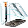 Spigen Glas.tR EZ Fit Vetro Temperato compatibile con iPhone 15 Pro Max, 2 Pezzi, Installazione Facile, Cristallino, Durezza 9H Pellicola prottetiva
