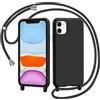AOMYKE Cover per iPhone 11 con Cordino, Custodia con Laccio Collana Tracolla Collo Liquido Silicone Antiurto TPU Antiurto AntiGraffio Case - Nero