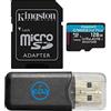 Kingston 128GB MicroSD Canvas Go Plus Memory Card with Adapter Works with GoPro Hero 10 (Hero10) Class 10, V30, A2, SDXC (SDCG3/128GB) Bundle with (1) Everything But Stromboli MicroSD Card Reader