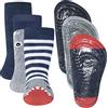 EWERS confezione da 3 calzini squalo stopper, calzini con suola antiscivolo per ragazzi, MADE IN GERMANY, 3 paia di calzini antiscivolo per bambini, taglia 21-22