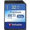 Verbatim Scheda di memoria SDHC Premium U1 - 32 GB - Scheda SD per video Full HD - scheda con protezione scrittura integrata - Scheda di memoria nera - Scheda SD per fotocamera, PC ecc.