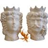 TERAKOTA CERAMICHE - Teste di moro in ceramica 100% siciliana BIANCA coppia - H. 25 CM - personalizzabile con dedica