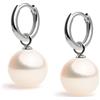 Secret & You Orecchini a cerchio da 12 mm con ciondoli intercambiabili di perle coltivate d'acqua dolce rotonde da 8,5 a 9 mm per donne Secret & You - Argento Sterling 925 rodiato