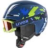 uvex Viti Set, Casco e Maschera da Sci Unisex Bambino, Blue Puzzle, 46-50 cm