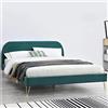 CONCEPT USINE - Letto Phoenix Matrimoniale in Velluto Verde con Rete a Doghe a 2 Posti Integrati - Letto 160 x 200 cm - Telaio per letto scandinavo alla moda per 2 Persone - Piedi perni in ottone