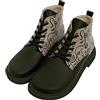 DOGO Femme Cuir Vegan Kaki Bottines - Bottes de Mode Décontractées Confortables Faites à la Main, Society Motif