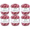 Gründl filato per uncinetto 100 uni (set per uncinetto, filato di cotone mercerizzato per uncinetto, 100% cotone, 100 g / 566 m, spessore dell'ago: 1,5-2, 6 x 100 g), rosso/bianco