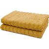 ZOLLNER 2 teli da doccia, 100% cotone, 70x140 cm, giallo senape