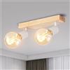 ANWIO Faretti da Soffitto Orientabili,Faretti da Muro,Lampadario con 2 Lampadine LED Attacco E27,Applique da Parete,Base di Legno,Plafoniera per Negozio, Bar,Vetrina,Cucina (Lampadine Escluse)