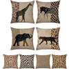 Bonhause Federe per Cuscini Leopardo Animale Africano 40 x 40 cm Copricuscini Decorativi Doppi Lati Giraffa Elefante Zebra Poliestere Biancheria Federa per Cuscino Divano Casa Decorazione Set di 4