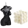 NatureMan 2 candele a forma di cubo a bolle e candele a forma di corpo femminile, candele profumate fatte a mano in cera di soia per camera da letto, bagno, casa, decorazione estetica (nero bianco)