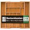 SIDORENKO Loco Bird Portaposate da Cassetto in bambù - fino a 9 scomparti - Utile separatore cassetti cucina - Divisori per Cassetti Posate - Porta posate in legno