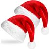 Boyiee 2 Pezzi di Cappelli di Babbo Natale con Pallina Pompon Travestimento e Accessori Festivi per Costume di Natale Cappello Classico da Santa Claus per Adulti, Rosso e Bianco