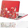 MOSISO Case Compatibile con MacBook PRO 13 2024 2023-2016 M2 M1 A2338 A2289 A2251 A2159 A1989 A1706 A1708, Plastica Giardino Fiori Custodia Rigida & Cover per Tastiera & Proteggi Schermo, Rosso