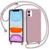 AOMYKE Cover per iPhone 11 con Cordino, Custodia con Laccio Collana Tracolla Collo Liquido Silicone Antiurto TPU Antiurto AntiGraffio Case - Rosa