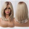 Allbell Parrucche bionde ombre con frangia spalle lunghe bob parrucche per le donne