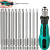 Funmo Set di cacciaviti Torx, 100 mm, T6-T40, set di cacciaviti magnetici a stella, Torx, con manico lungo, codolo esagonale S2, in acciaio
