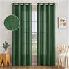 MIULEE Tende Lino Trasparenti Voile Bianche Soggiorno con Anelli per Salotto Camera da Letto Moderne Eleganti Finestre di Casa 140X280 CM Verde Scuro