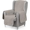 textil-home Copripoltrona 1 Posto con Braccioli LUKA, Poltrona Relax Reclinabile e Orecchie Imbottito - Misura 55 cm. SalvaDivano Reversibile. Avorio