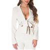 Koucla Business Neck Crop Blazer - Giacca da legare, beige., Taglia unica