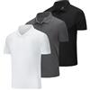 ZENGVEE 3 Pezzi Polo Uomo Manica Corta Maglietta Trekking Palestra Golf Poloshirt T Shirt Running Maglia Sport Magliette Abbigliamento Estive Sportiva Tecnica Tshirt(1223-Black Gray White-M)