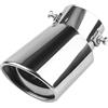 CGEAMDY Terminale Scarico Per Auto, Tubo Punta Di Scarico Coda per Auto, Tubo di Scarico Posteriore Silenziatore Terminale in Acciaio Inossidabile Finiture Cromate, Universale 38-53mm (Argento-Curvo)