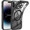 TUUTPU Cover Magnetica per iPhone 15 Pro, Custodia Comaptibile con Magsafe Trasparente Antiurto Protezione [Copertura della fotocamera] [Non ingiallente] Sottile Silicone Telefono Clear Case - Nero