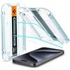 Spigen Glas.tR EZ Fit Vetro Temperato compatibile con iPhone 15 Pro, 2 Pezzi, Installazione Facile, Cristallino, Durezza 9H Pellicola prottetiva