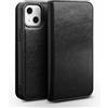 PRIFO Custodia a portafoglio per iPhone 14/14 Plus/14 Pro/14 Pro Max, custodia a portafoglio in vera pelle con [porta carte] [cavalletto] Custodia protettiva magnetica per telefono (colore: nero,